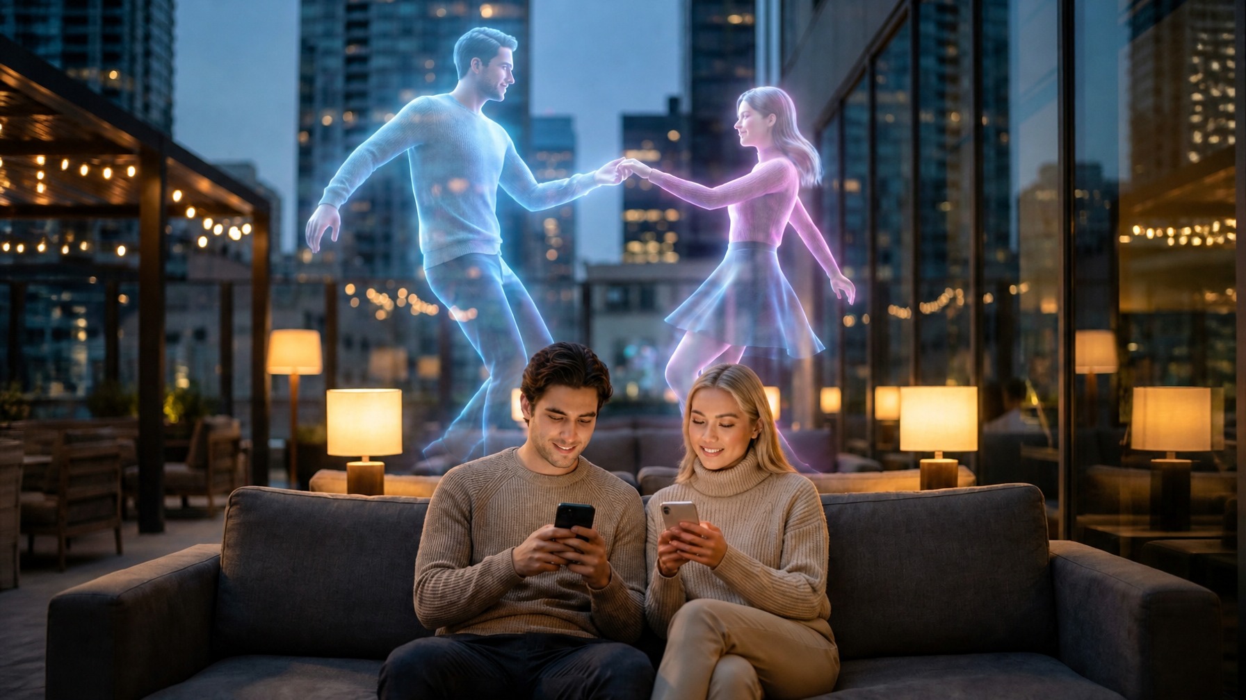 Two people connecting on a first date